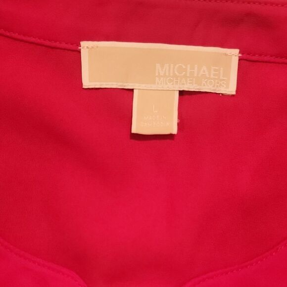 Michael Kors Vibrant Red Blouse with Gold Accents - Picture 8 of 10